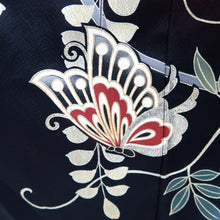Load image into Gallery viewer, Furisode Red Black Gold Butterfly Wisteria Silk #11093B1
