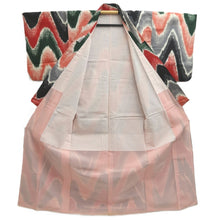 Load image into Gallery viewer, Kimono Vintage(1920-1950) Red Black Green Meisen Wave Silk #10768D4
