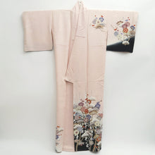 Load image into Gallery viewer, Kimono Pink Black Crane Birds Plum blossom Silk #9668J3
