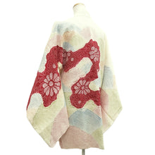 Load image into Gallery viewer, Haori Jacket White Red Blue Full Shibori Chrysanthemum Silk #10704D1
