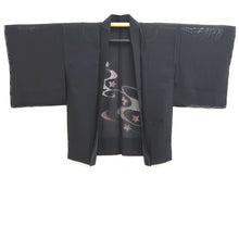 Load image into Gallery viewer, Haori Jacket Black Sheer Maple Leaf Ryusui Silk #10915E5
