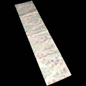 BB10057AD Silk Obi Fabric Samurai Green Beige 51.6x10.6in(131x27cm)