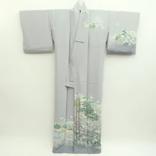 Load image into Gallery viewer, Kimono Light Gray Landscape Bird Tall Silk #9947B5
