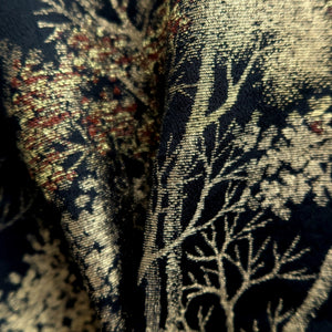 Haori Jacket Vintage(1950-1980) Black Gold Lush Trees Silk #10187D5