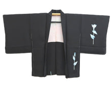 Load image into Gallery viewer, Haori Jacket Black Floral pattern Silk #11075A4
