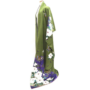 Furisode Green Peony Butterfly Silk #9679J3