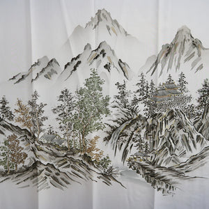 Men's Juban Blueish Gray Landscape Silk #10449A4