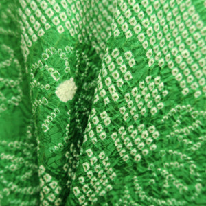 Haori Jacket Vintage(1950-1980) Green Shibori Chrysanthemum Silk #10112D2