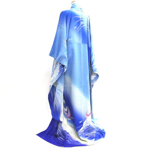 Furisode Blue Peacock Tall Silk #9709J5