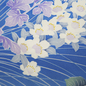 Furisode Blue White Peony Tall Silk #9698J4