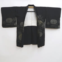 Load image into Gallery viewer, Haori Jacket Vintage(1950-1980) Black Gold Silver Chrysanthemum Silk #10098D2
