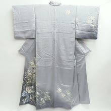 Load image into Gallery viewer, Kimono Light Gray Peony Camellia Silk #9648J2
