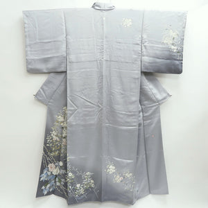 Kimono Light Gray Peony Camellia Silk #9648J2