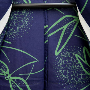 Yukata Vintage(1950-1980) Navy Dragonfly Chrysanthemum Cotton #10486B1