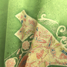 Load image into Gallery viewer, Haori Jacket Green Gold Bird Silk #10733D3
