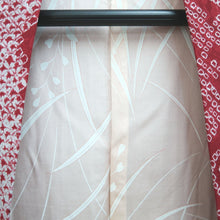 Load image into Gallery viewer, Haori Jacket Vintage(1950-1980) Red Shibori Bamboo leaf Silk #10693D1
