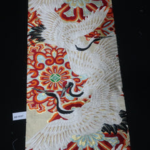 Load image into Gallery viewer, BB10107AG Silk Obi Fabric Vintage(Pre-1920) Crane Birds White 76.8x11.4in(195x29cm)
