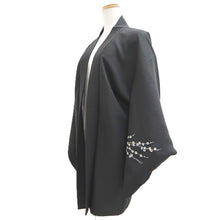 Load image into Gallery viewer, Haori Jacket Vintage(1950-1980) Black Flower Silk #10594C1
