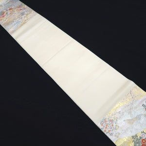 Fukuro Obi Gold Silver Cherry Blossom Butterfly Silk BB263V5