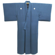 Load image into Gallery viewer, Men&#39;s Kimono Vintage(1950-1980) Dark Blue Montsuki Silk #10465A5
