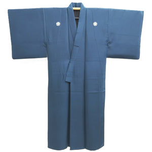 Men's Kimono Vintage(1950-1980) Dark Blue Montsuki Silk #10465A5