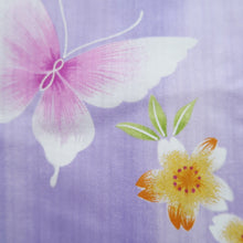 Load image into Gallery viewer, Yukata Lavender Butterfly Cherry Blossom Cotton #10347F3
