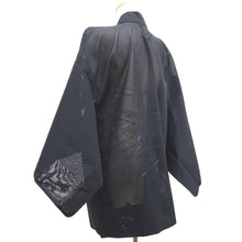 Load image into Gallery viewer, Haori Jacket Vintage(1950-1980) Black Purple See-Through Bird Silk #10218E2
