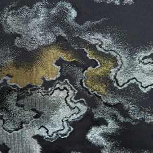 Haori Jacket Vintage(1950-1980) Black Silver Gold Cloud Silk #9755A3