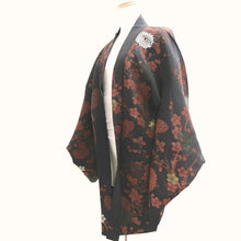 Load image into Gallery viewer, Haori Jacket Vintage(1950-1980) Black Ume Kiku Branch Silk #10113D2
