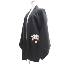 Load image into Gallery viewer, Haori Jacket Black Fully Embroidered Chrysanthemum Silk #10815E1
