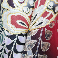 Load image into Gallery viewer, Furisode Red Black Gold Butterfly Wisteria Silk #11093B1
