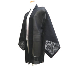 Load image into Gallery viewer, Haori Jacket Vintage(1950-1980) Black See-Through Fish Ripples Silk #10038C5
