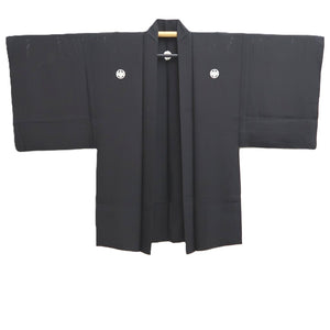 Men's Haori Vintage(1950-1980) Black See-Through Montsuki Silk #10427A3
