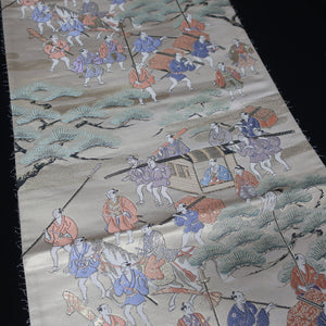 BB10057AD Silk Obi Fabric Samurai Green Beige 51.6x10.6in(131x27cm)