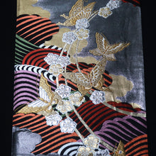 Load image into Gallery viewer, BB10087AF Silk Obi Fabric Butterfly Gold Gray 50.8x10.6in(129x27cm)
