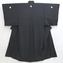 Load image into Gallery viewer, Men&#39;s Kimono Vintage(1950-1980) Black Montsuki Habutae Silk #9973C1
