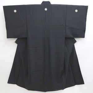 Men's Kimono Vintage(1950-1980) Black Montsuki Habutae Silk #9973C1