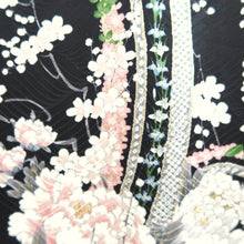 Load image into Gallery viewer, Furisode Black Plum blossom Yamato Tall Silk #10554B4

