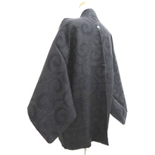 Load image into Gallery viewer, Haori Jacket Vintage(1950-1980) Black Silver Karakusa Silk #10985F4
