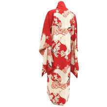 Load image into Gallery viewer, Juban Vintage(1920-1950) Red White Crane Birds Silk #10380F4
