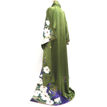 Load image into Gallery viewer, Furisode Green Peony Butterfly Silk #9679J3
