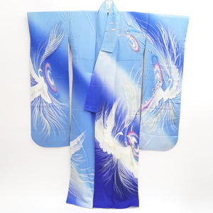 Furisode Blue Peacock Tall Silk #9709J5