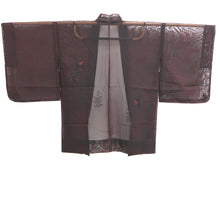 Load image into Gallery viewer, Haori Jacket Vintage(1950-1980) Black Red Sheer Floral pattern Embroidery Silk #10965F3
