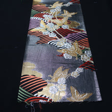 Load image into Gallery viewer, BB10087AF Silk Obi Fabric Butterfly Gold Gray 50.8x10.6in(129x27cm)
