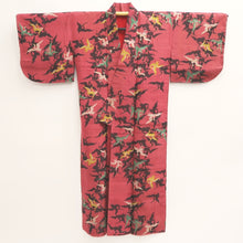 Load image into Gallery viewer, Kimono Vintage(1920-1950) Red Crane Birds Meisen Silk #9672J3
