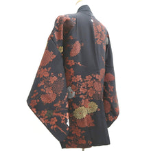 Load image into Gallery viewer, Haori Jacket Vintage(1950-1980) Black Ume Kiku Branch Silk #10113D2
