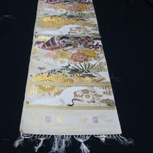 Load image into Gallery viewer, BB10047AD Silk Obi Fabric Crane Birds Gold Yellow 74.4x11.8in(189x30cm)
