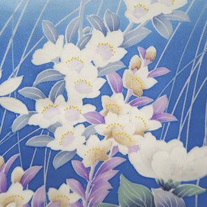 Furisode Blue White Peony Tall Silk #9698J4