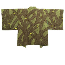 Load image into Gallery viewer, Haori Jacket Dark Brown Yellow Full Shibori Flower Silk #10714D2
