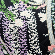 Load image into Gallery viewer, Furisode Black Plum blossom Yamato Tall Silk #10554B4
